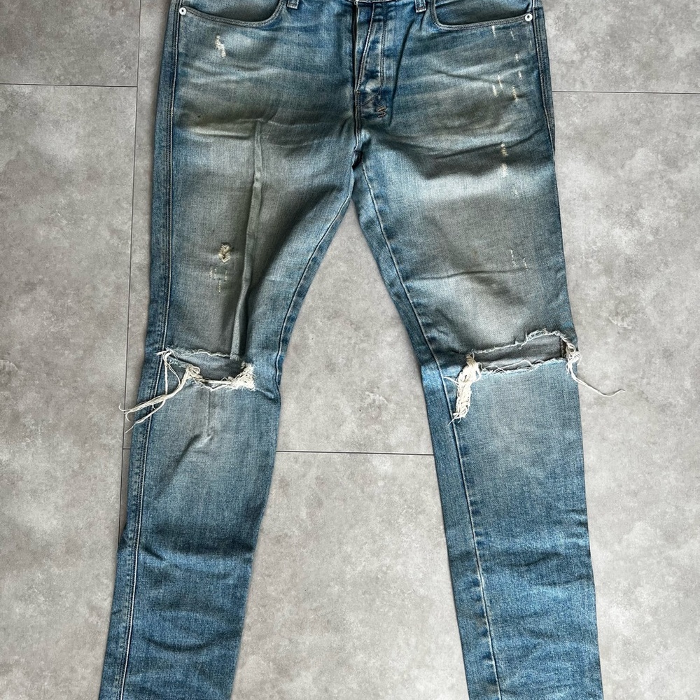 Ksubi Blue Skinny Distressed Jeans with Stretch